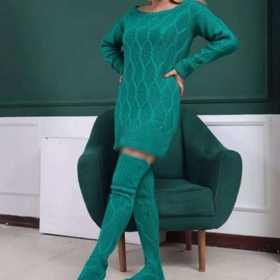 ست تونیک و جوراب بافت