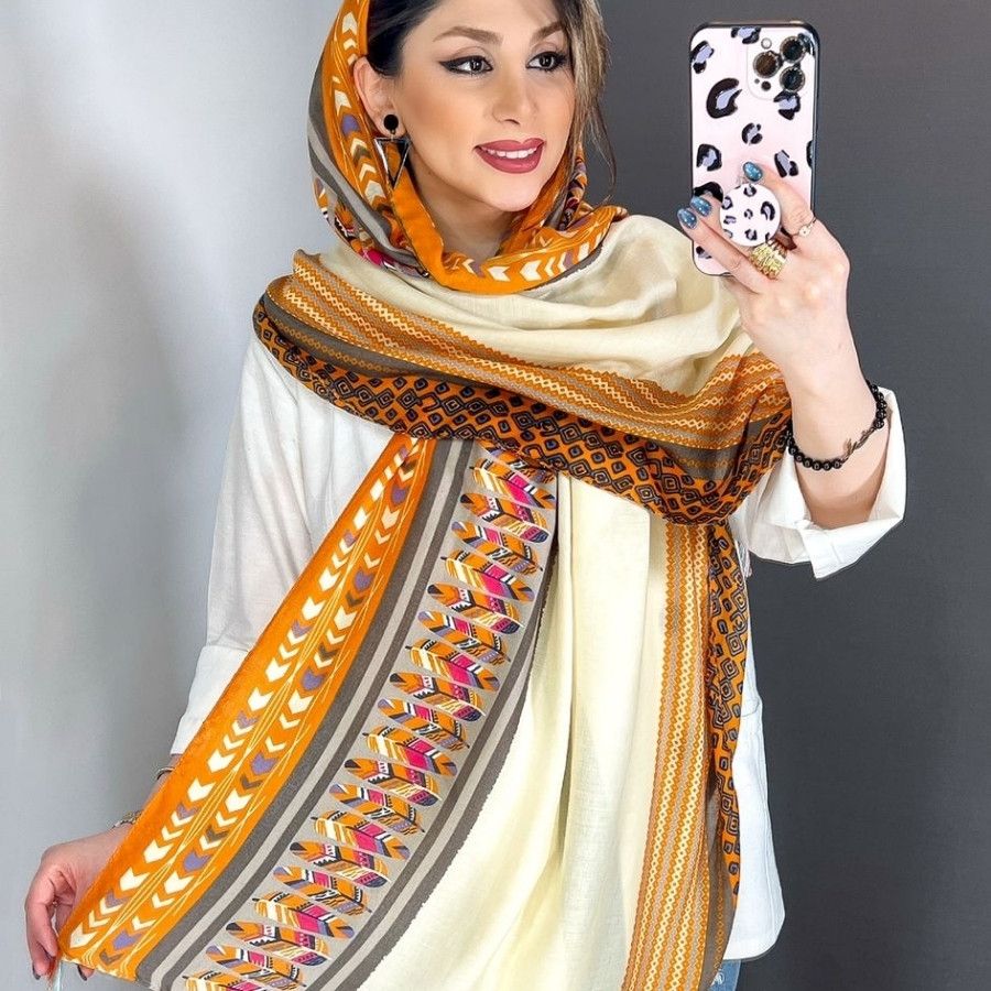شال نخی سرخپوستی کرم
