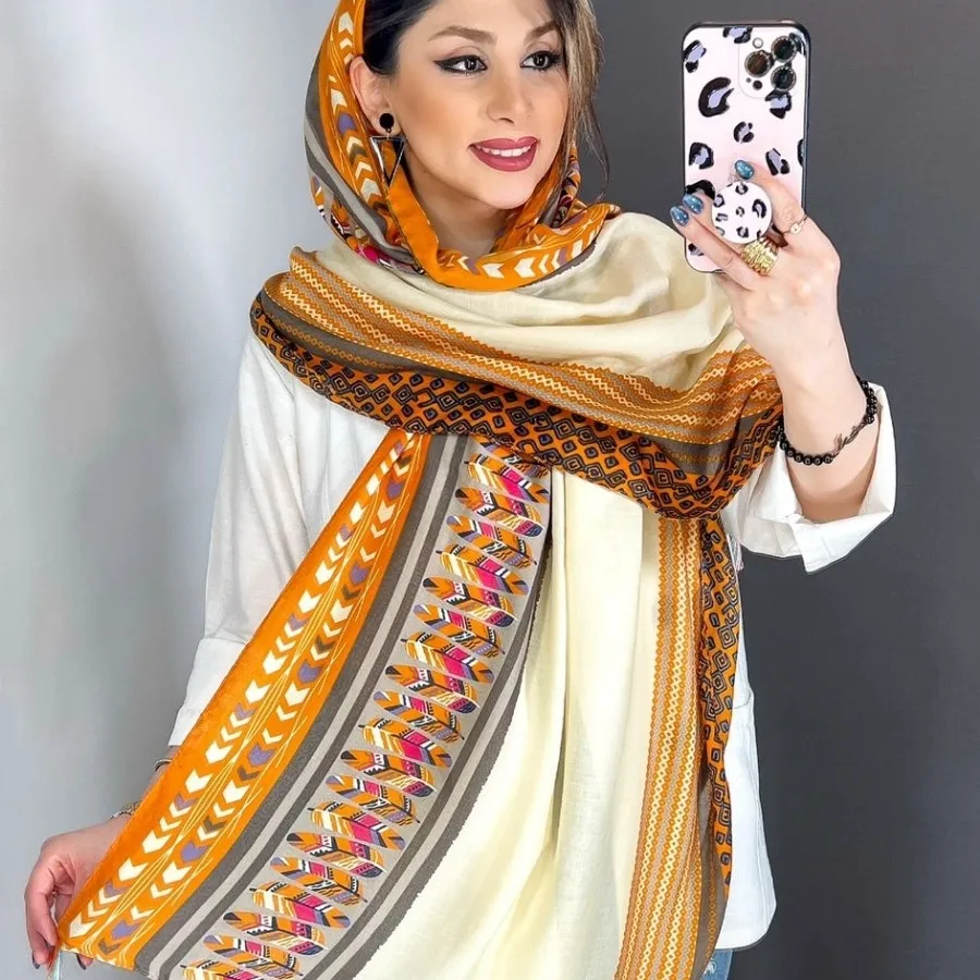 شال نخی سرخپوستی کرم