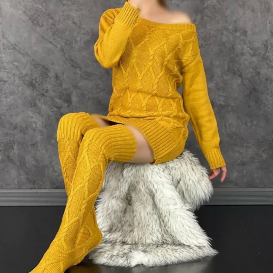 ست تونیک و جوراب بافت