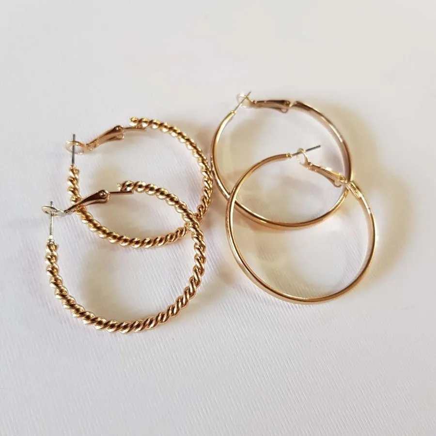 پک گوشواره حلقه ای طلایی