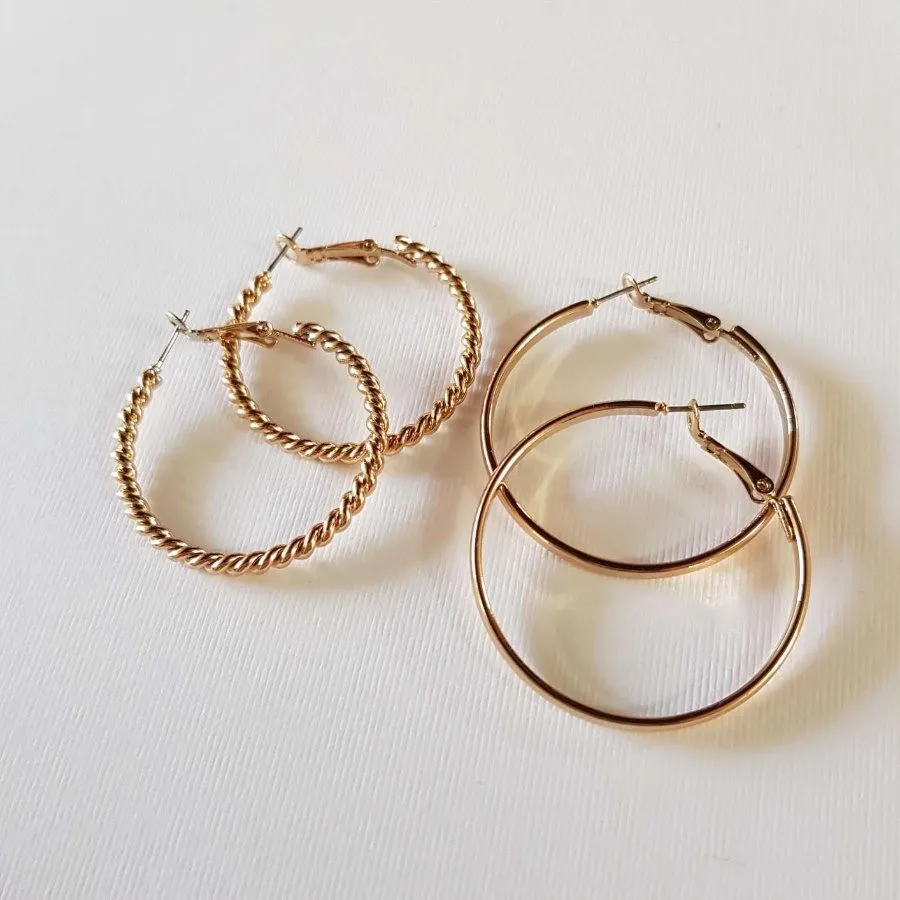 پک گوشواره حلقه ای طلایی