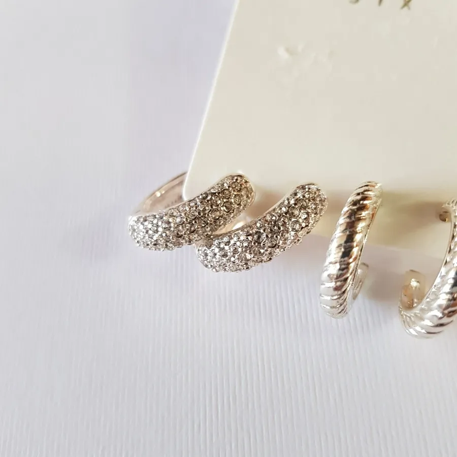 پک گوشواره حلقه نگین دار