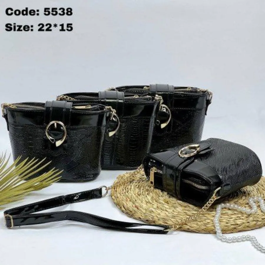 کیف دوشی مشکی ورنی