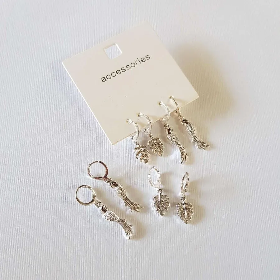 پک گوشواره نقره ای طوطی