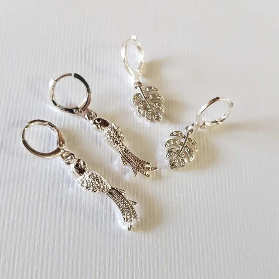 پک گوشواره نقره ای طوطی