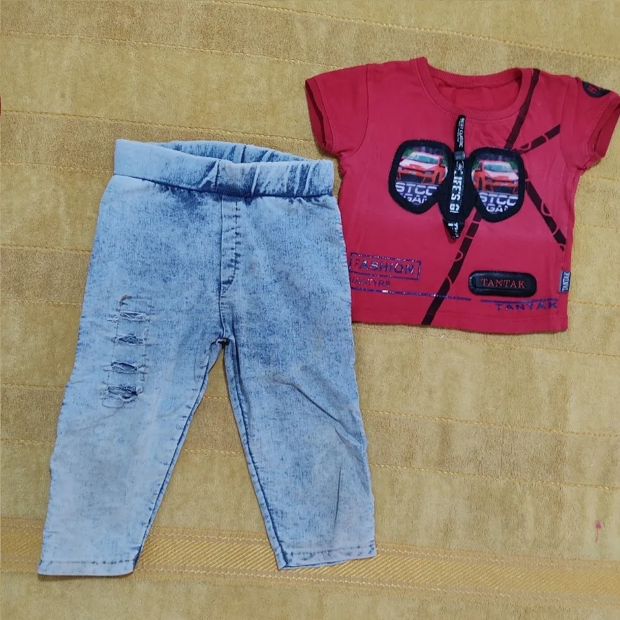 تیشرت کراپ وشلوارک جین