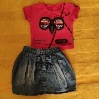 بلوز کراپ و دامن جین