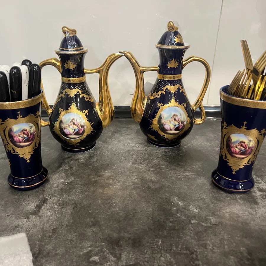 ظروف طلاکوب سرمه ای