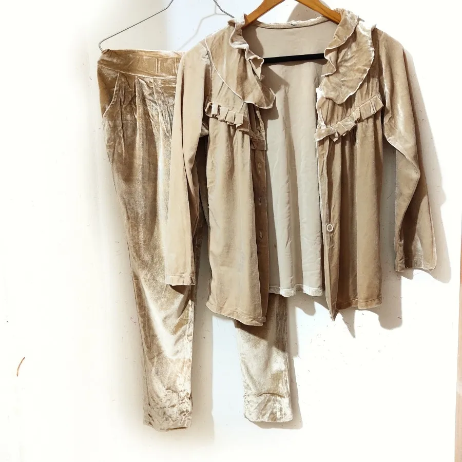 ست مخمل بلوز وشلور