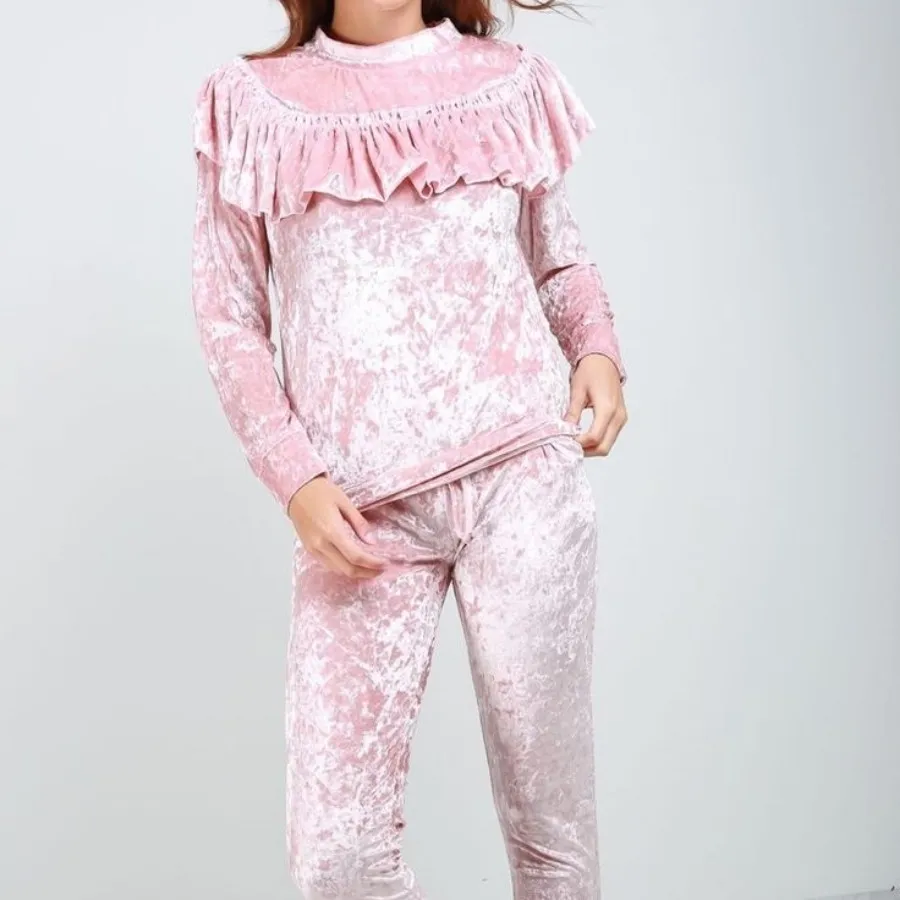 ست مخمل بلوز وشلور