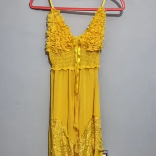 لباس خواب گیپور زرد