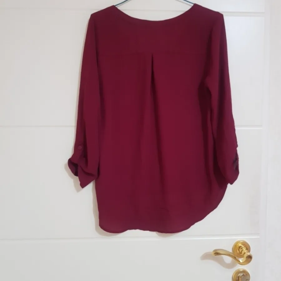 شومیز حریر زرشکی وارداتی