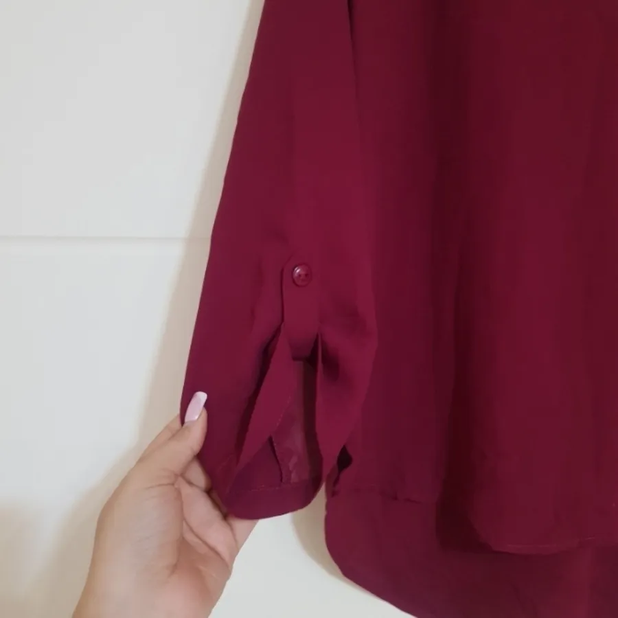 شومیز حریر زرشکی وارداتی