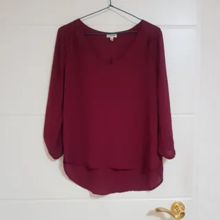 شومیز حریر زرشکی وارداتی