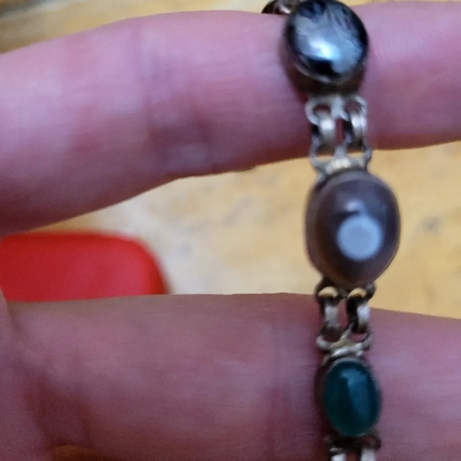 دستبند نقره با سنگهای اصل