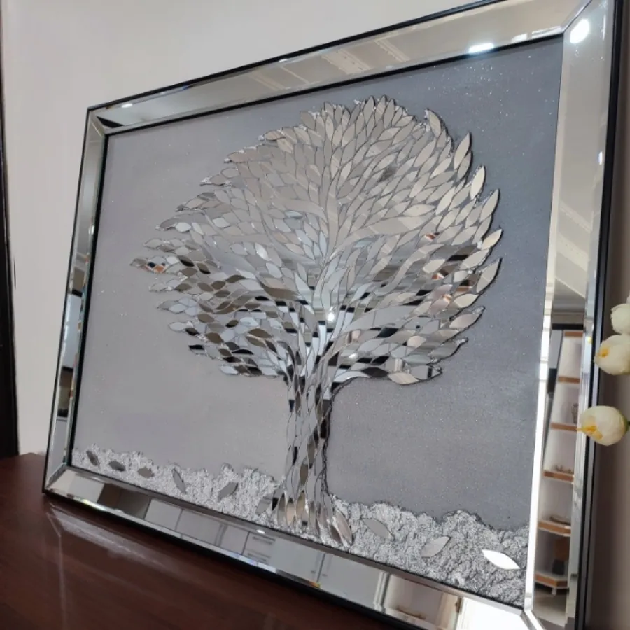 تابلو آینه کاری درخت در ب