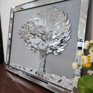 تابلو آینه کاری درخت در ب