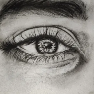 نقاشی چشم سیاه قلم