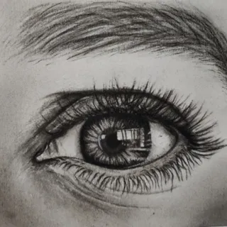 نقاشی چشم سیاه قلم