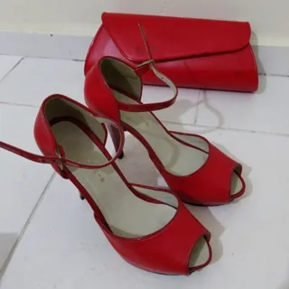 کفش مجلسی قرمز با کیف