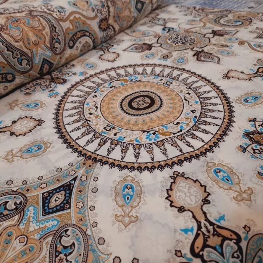 ملحفه طوبی ترمه کرم فیروز