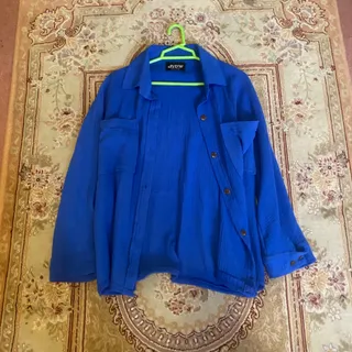 شومیز مانتویی ابی کاربنی