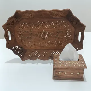 سینی و جادستمالی چوبی