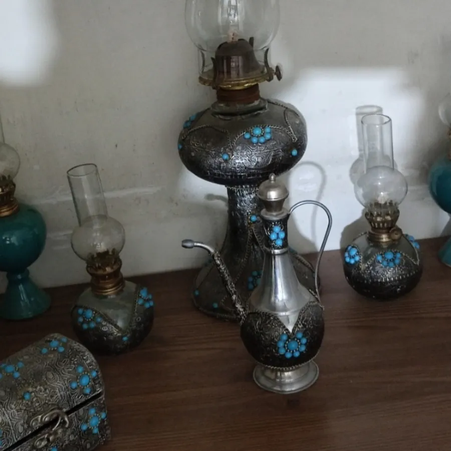 ست چراغ نفتی مرصع کاری