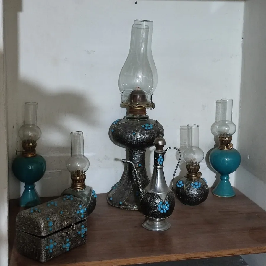 ست چراغ نفتی مرصع کاری