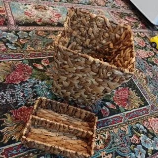 سطل و جا قاشقس چوبی بافت