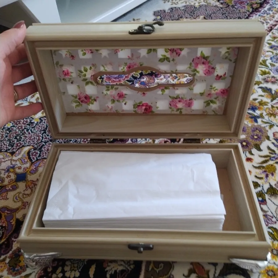 سطل و جا دستمال کاغذی چوب