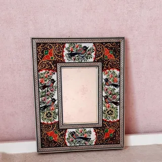 آیینه خاتم کاری گل و مرغ
