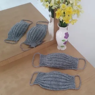 ماسک بافتنی طوسی
