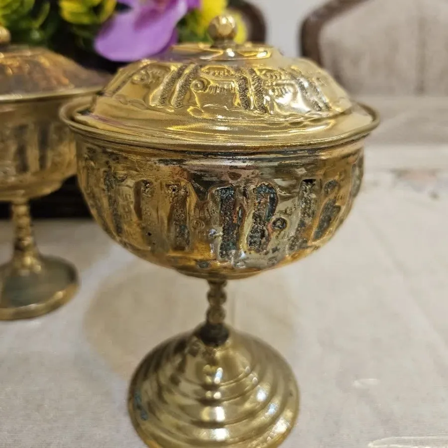 3عدد قندان پایه دار برنجی