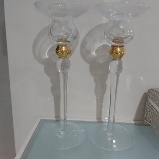 یه جفت شمعدان شیشه ای