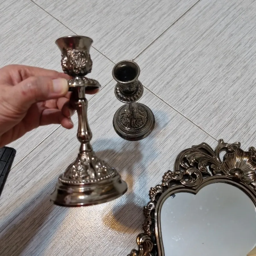ست ایینه وشمعدان نقره