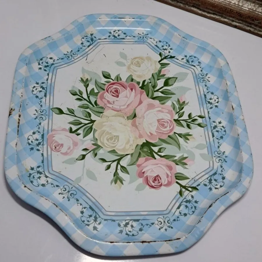 سینی قدیمی گلدار
