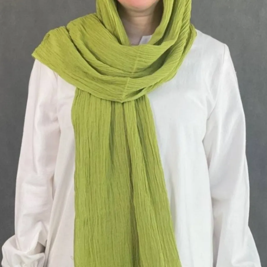 شال نخی پلیسه سبز