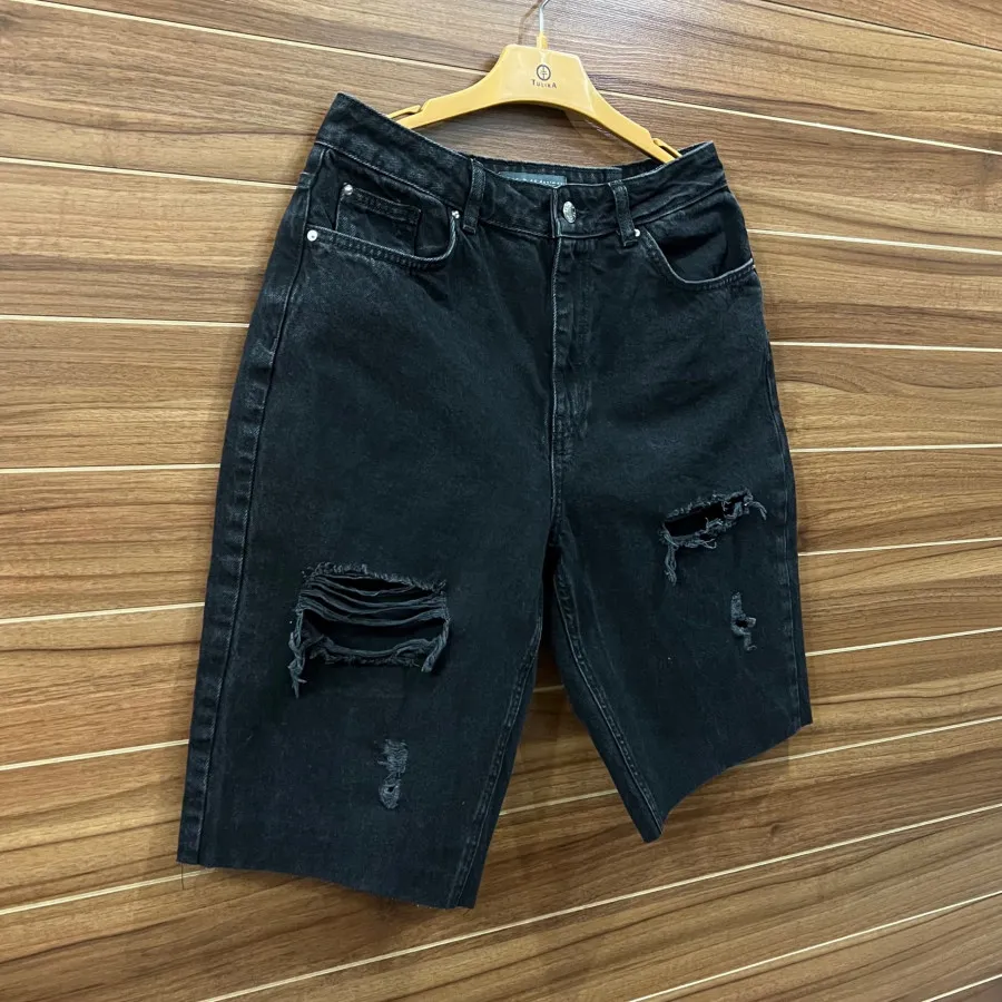 شلوارک جین زاپ دار