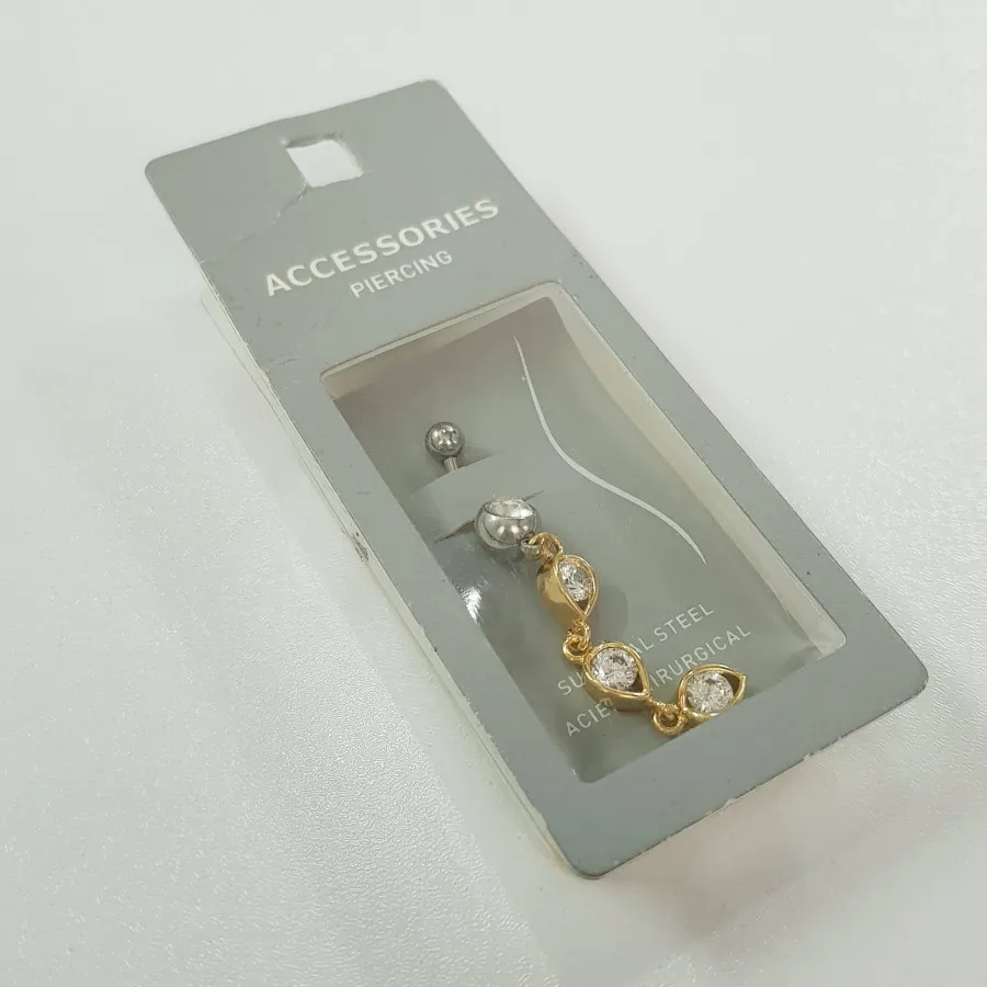 پرسینگ ناف استیل طلایی