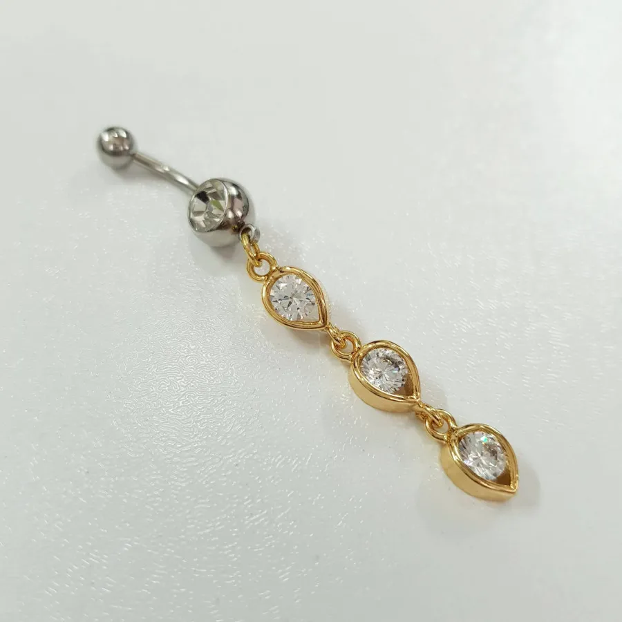 پرسینگ ناف استیل طلایی