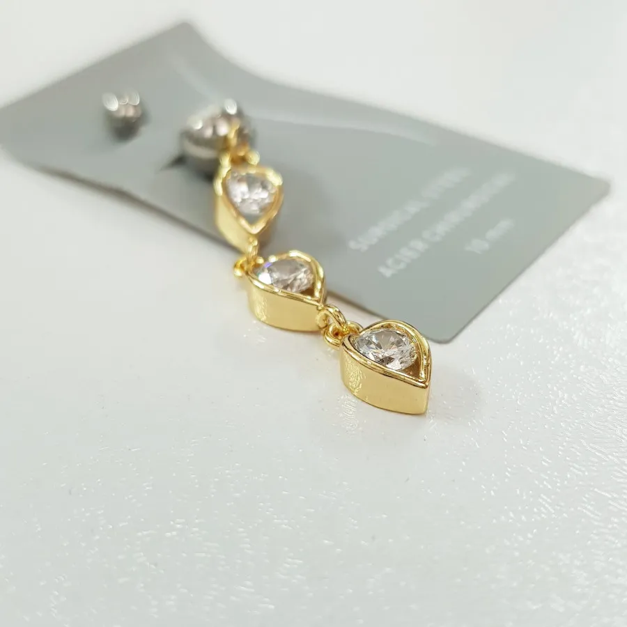 پرسینگ ناف استیل طلایی