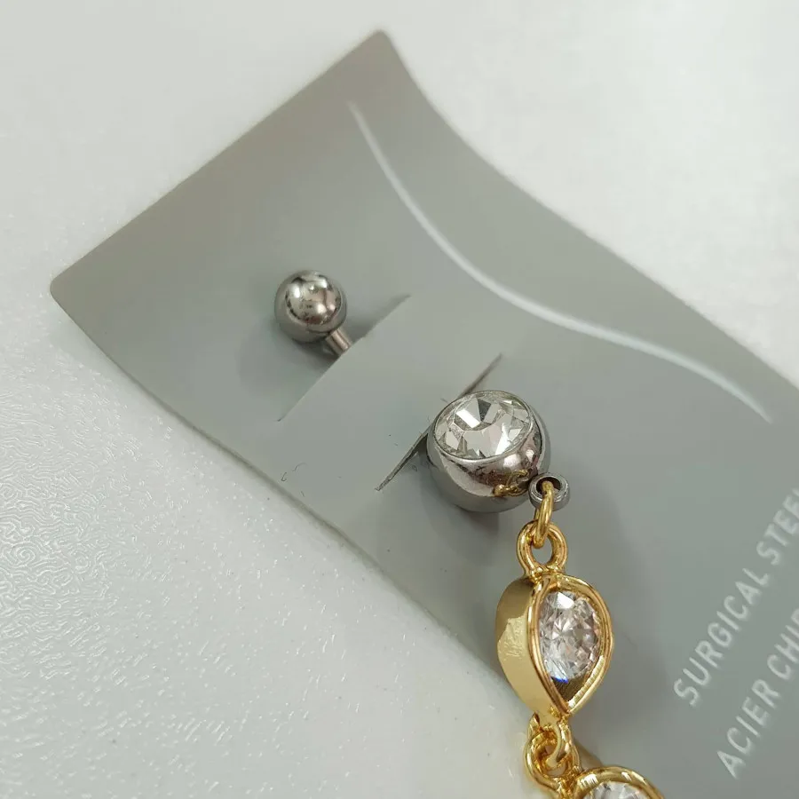 پرسینگ ناف استیل طلایی