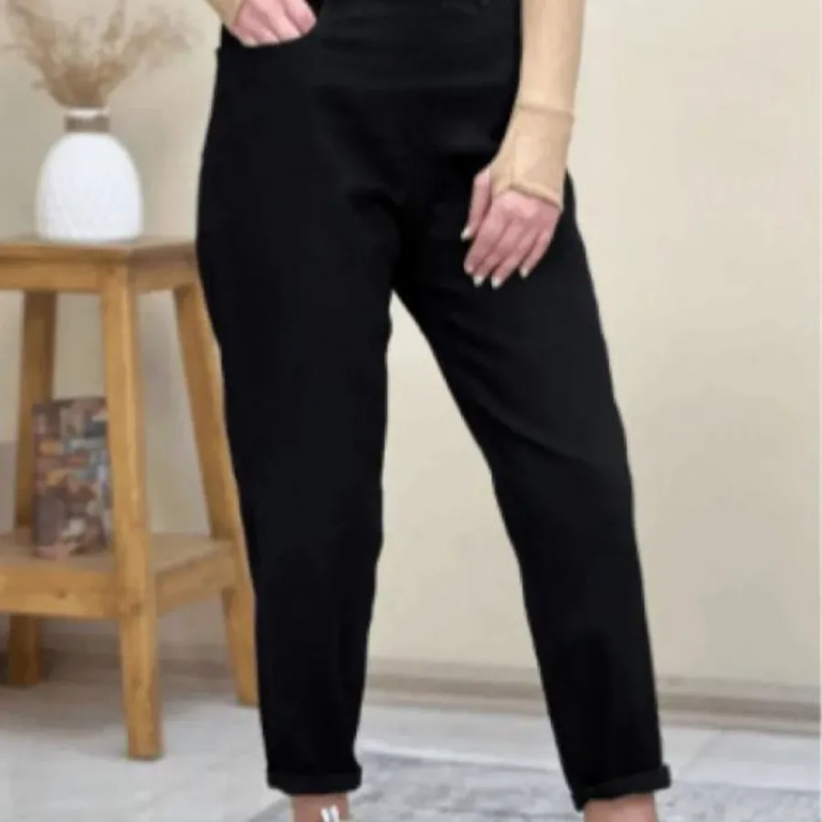 شلوار کتان مشکی پاکتی