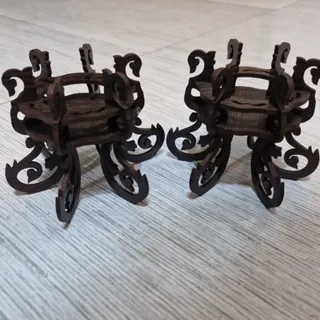 شمعدان معرق چوبی