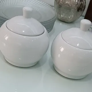 دوعدد قندون چینی سفید
