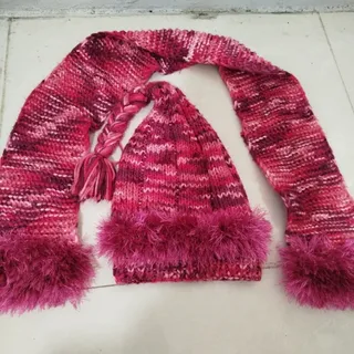 شال و کلاه بافتنی دخترانه