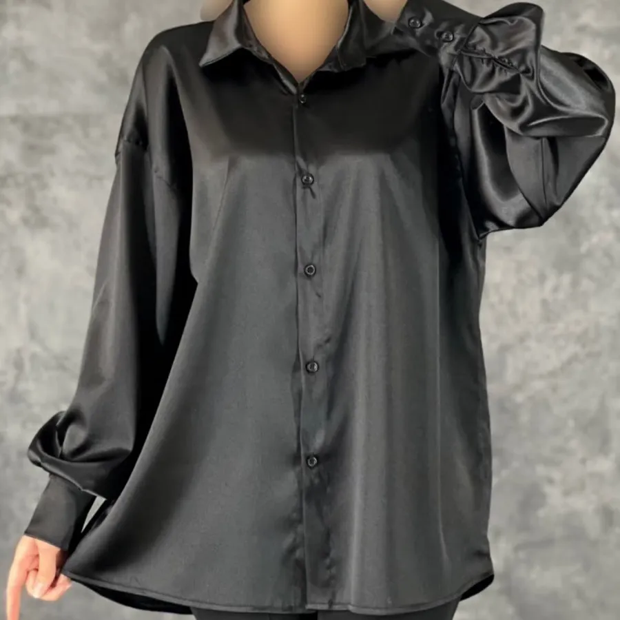 شومیز ساتن مشکی کالدو