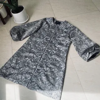 مانتو ژاکارد نقره ای